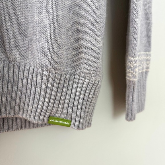 Kathmandu Light Grey Fairisle Crewneck Long‎ Sleeve Knit Wool Sweater Women's 10 - Picture 4 of 12